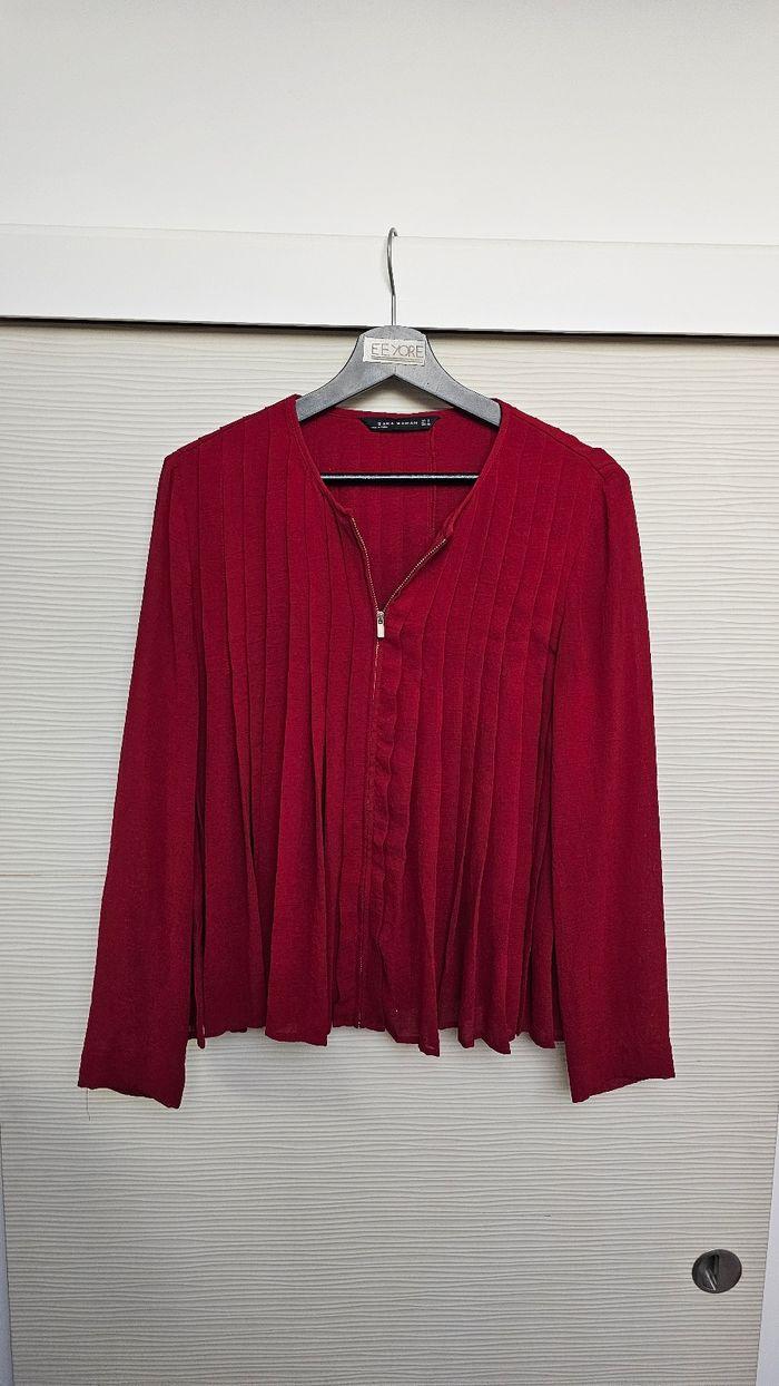 Blouse plissée rouge Zara - photo numéro 1