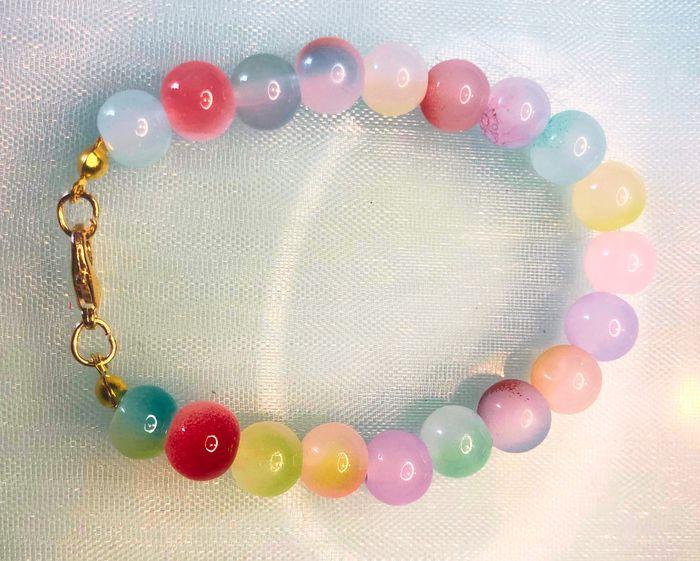 Bracelet avec perles en verre 8mm – Multicolore 3 - photo numéro 2