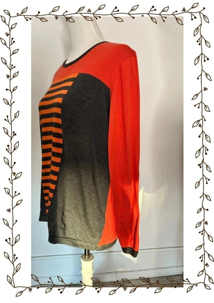 Pull vintage Christine Laure orange et gris Taille 5 - photo numéro 3