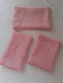 Lot 3 lingettes  en tissu éponge douce rose