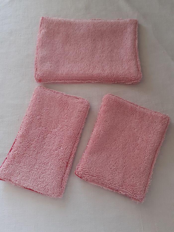 Lot 3 lingettes  en tissu éponge douce rose - photo numéro 1