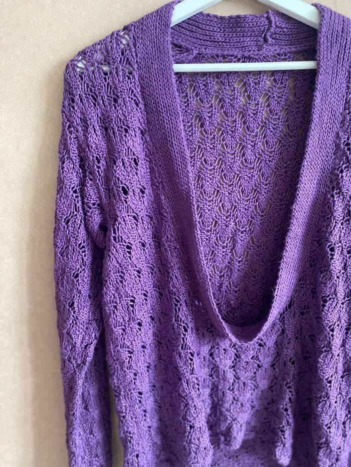 Hand knitted purple sweater - photo numéro 3