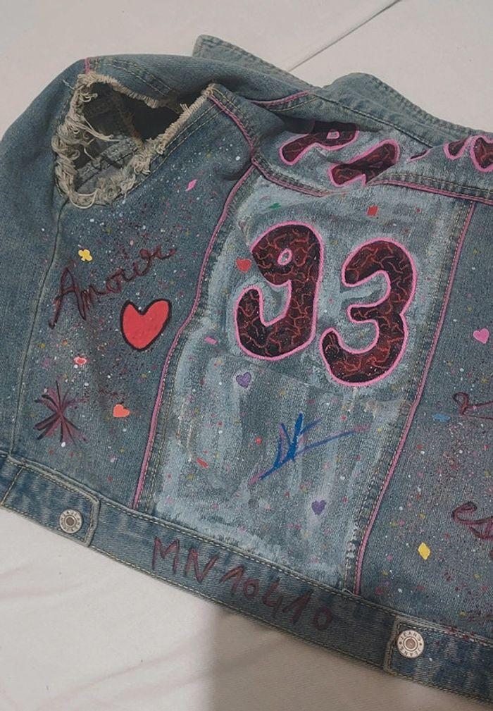 Veste jeans sans manche customiser - photo numéro 9