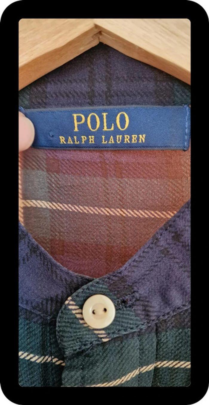 Blouse femme Ralph Lauren en soie a carreaux / taille 36 / bleu et vert - photo numéro 2