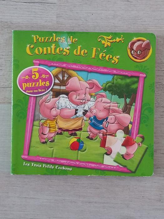 livre puzzles "les trois petits cochons" - photo numéro 1