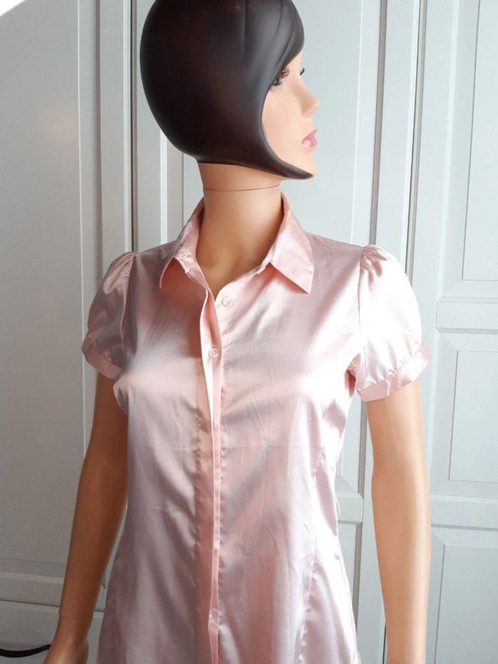 Chemise blouse marque city taille 36 S rose poudré métallisé - photo numéro 2