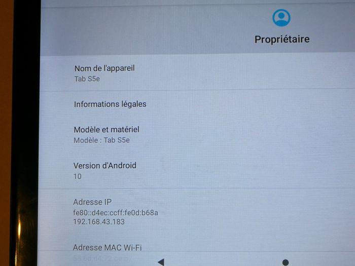 Tablette Android TAB-S5E 64 Go Android 10 / Octa Core 10.1" - photo numéro 9