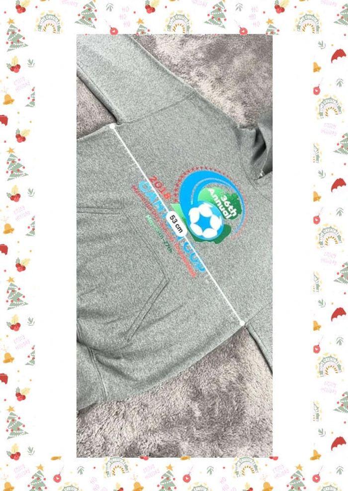 👕 Sweat à capuche University Rare Vintage y2k 90s 2000s Memorial Day Soccer 2018 Gris Taille M 👕 - photo numéro 4