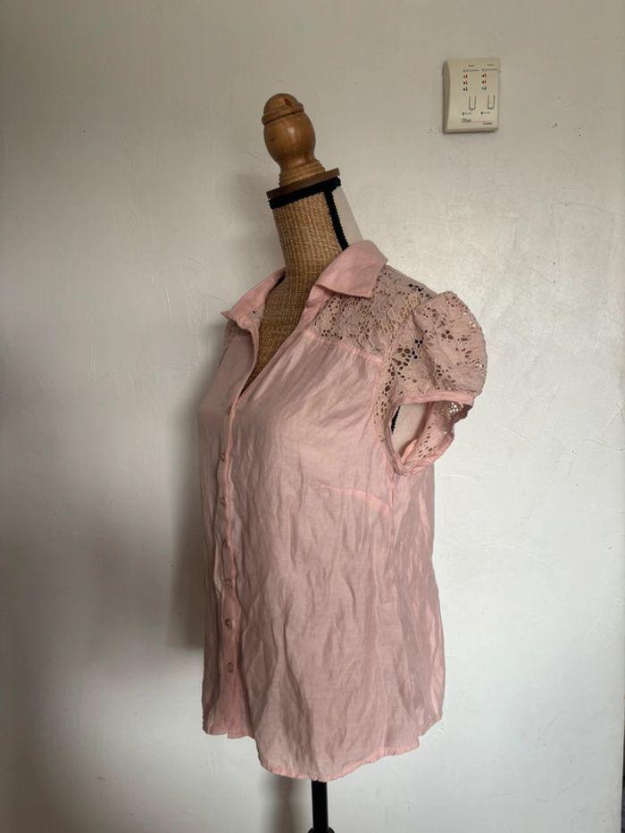 Jolie chemise manches courtes rose taille 46 - photo numéro 3