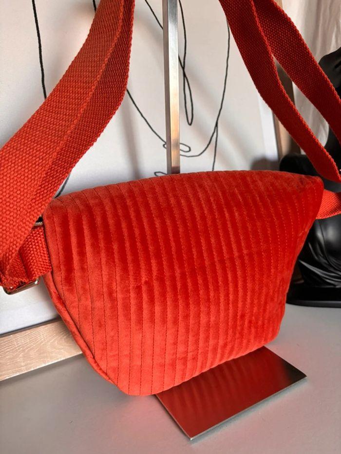 Sac banane orange velours - photo numéro 3