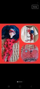 Pack lot miraculous /T shirt manches courtes Miraculous+sac à main+une poupée