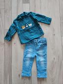 Ensemble jean élastique + pull 6 mois