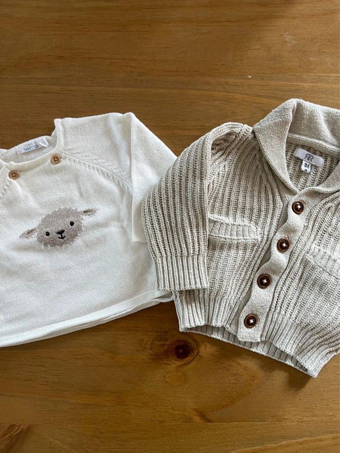 Lot de 2 pulls/gilet bébé 0-1 mois La Redoute et Bout Chou - photo numéro 2