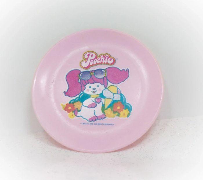 Poochie assiette dinette cuisine enfant plastique plate service vintage mettel rose pink - photo numéro 1