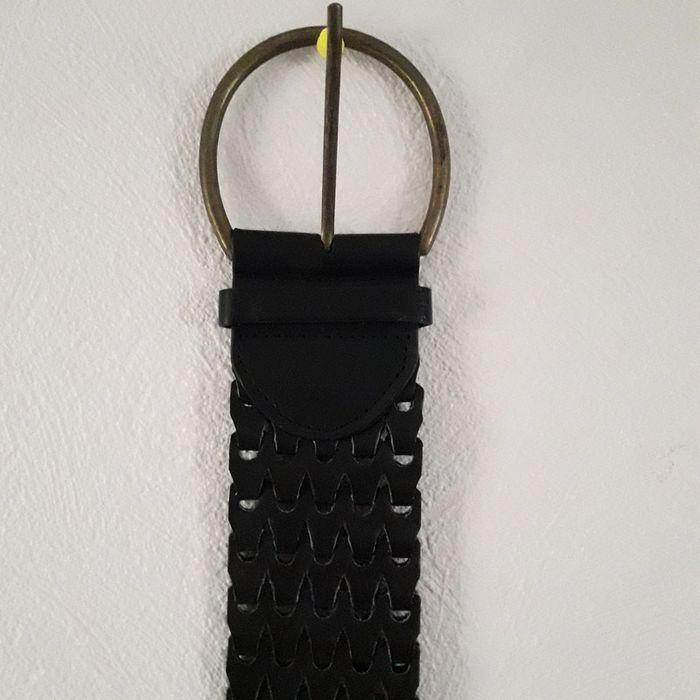 Ceinture tressée noire en cuir - photo numéro 1