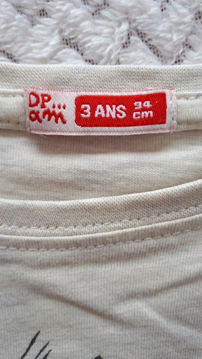 T-shirt manches longues crème motif chien DPAM 3 ans - photo numéro 3