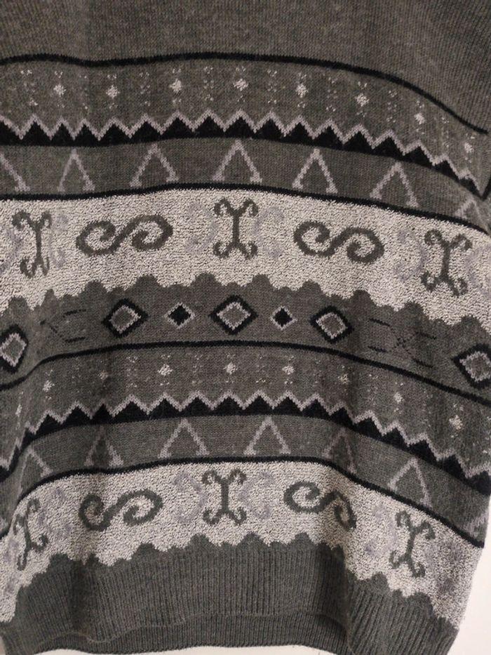 Pull vintage jacquard gris XXL - photo numéro 2