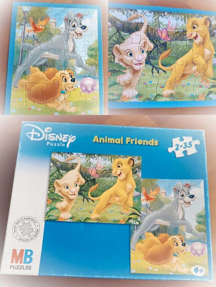 Puzzle Disney MB 35 pièces X2 Simba nala roi lion king belle clochard beauty hobo animal Friends - photo numéro 1