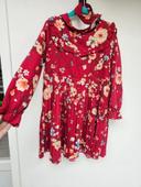 Robe rouge/bordeaux à fleurs 120cm