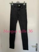 Pantalon jean taille haute coupe skinny noir Morgan taille 36