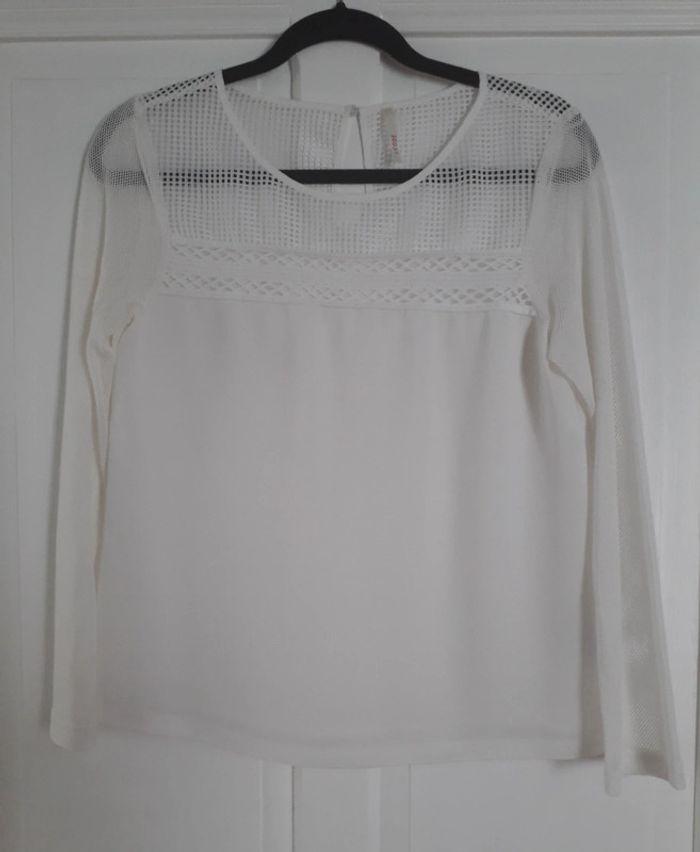 tee-shirt /blouse manches longues blanc M I Code - photo numéro 1