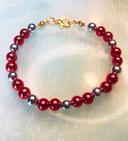 Bracelet avec perles 6mm – Rouge et Argent