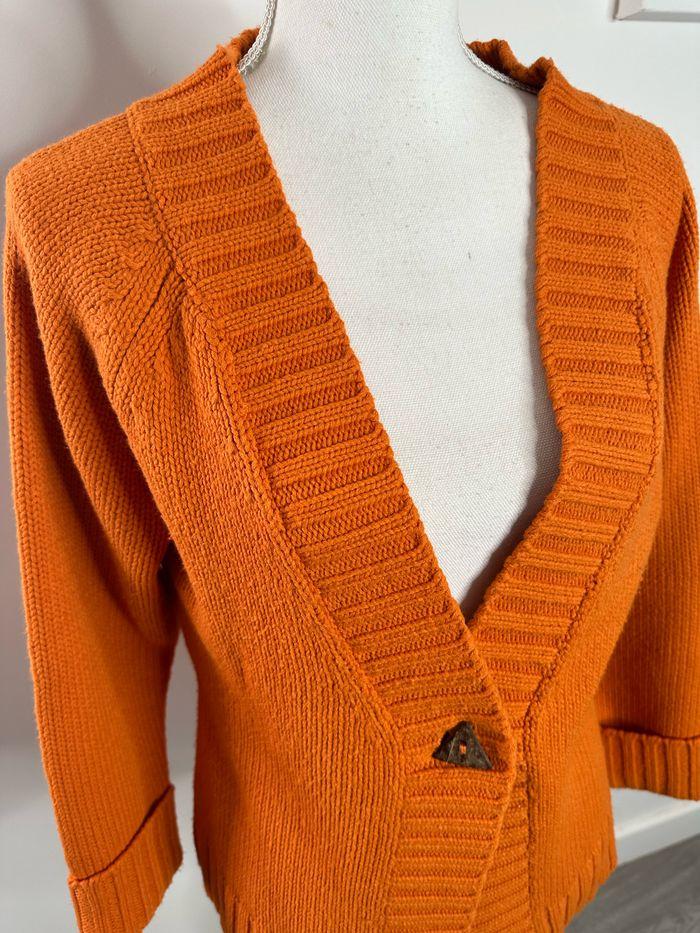 Cardigan en maille orange Vintage T38 M - photo numéro 2