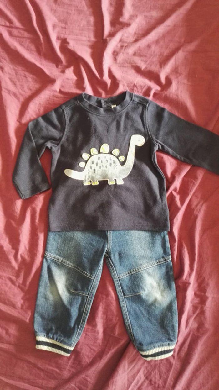 Ensemble tshirt dinosaure et pantalon 18mois - photo numéro 1