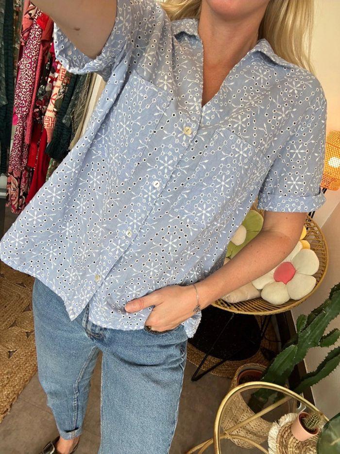 Chemise Promod bleu clair en broderie anglaise taille 40 - photo numéro 3