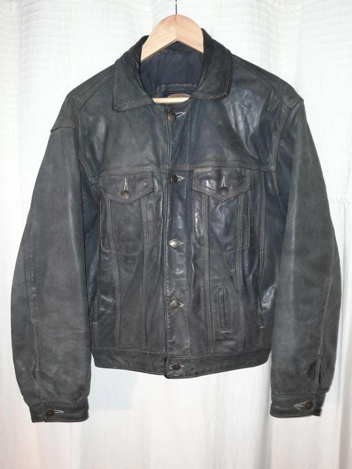 Blouson en cuir doublé vintage Vent couvert taille S - photo numéro 2