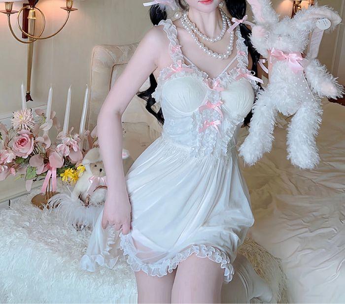 Dress Robe  rembourré pyjama Cute Kawaii Princess Cosplay White-Snow - photo numéro 11