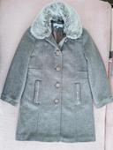 Manteau Tartine et Chocolat 8 ans gris en laine avec col fausse fourrure amovible