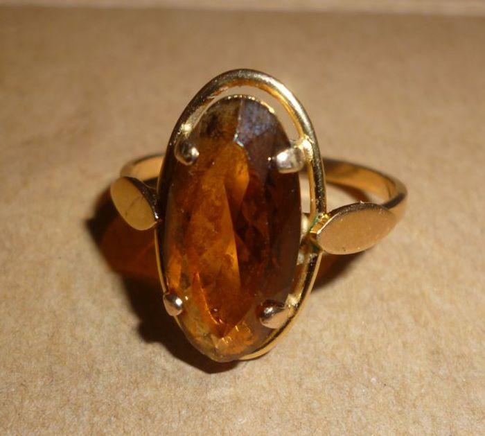 bague plaqué OR, citrine véritable - photo numéro 3