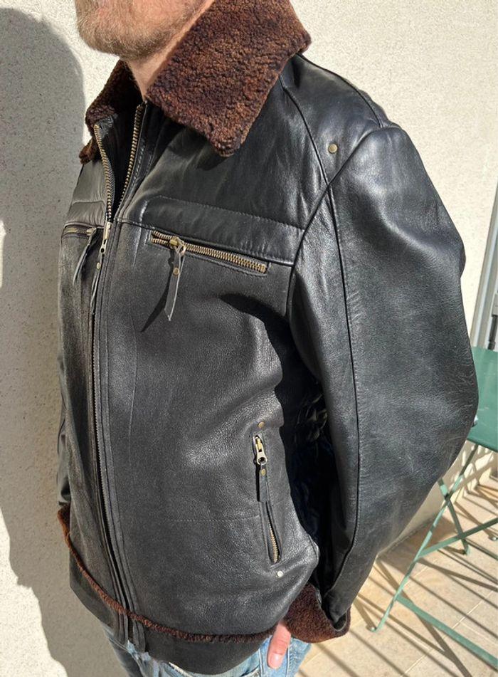 Veste cuir noir taille L - photo numéro 2