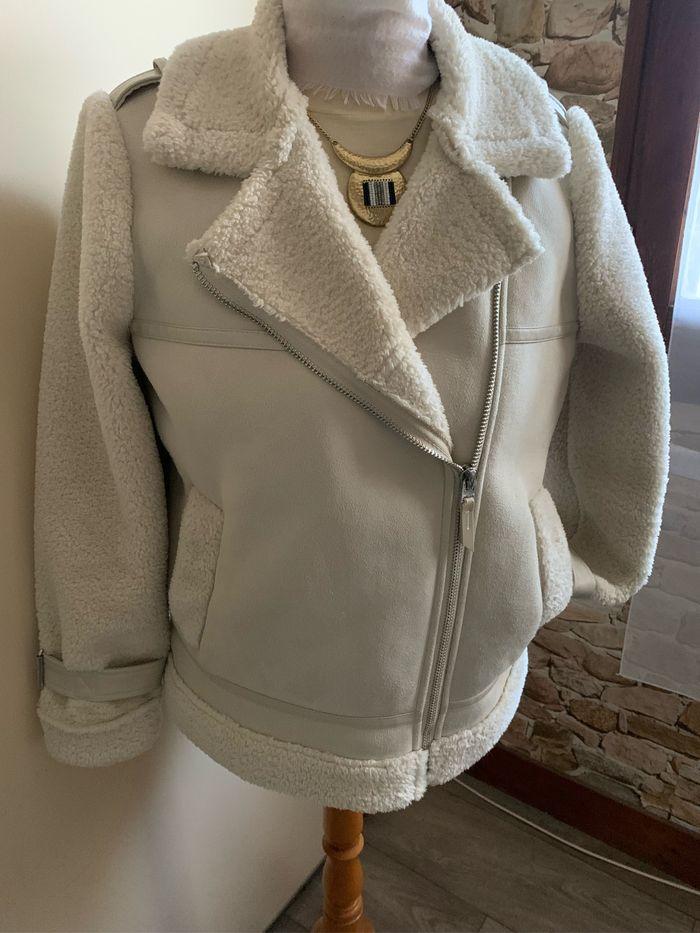 Veste perfecto simili daim et mouton beige 38 - photo numéro 6