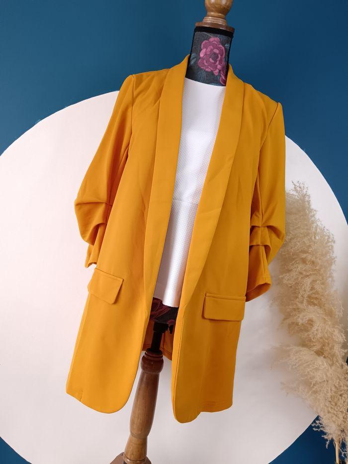 Blazer long, jaune moutarde, Shein, taille S/36 - photo numéro 1