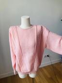 Authentique Pull vintage maille torsadée rose layette