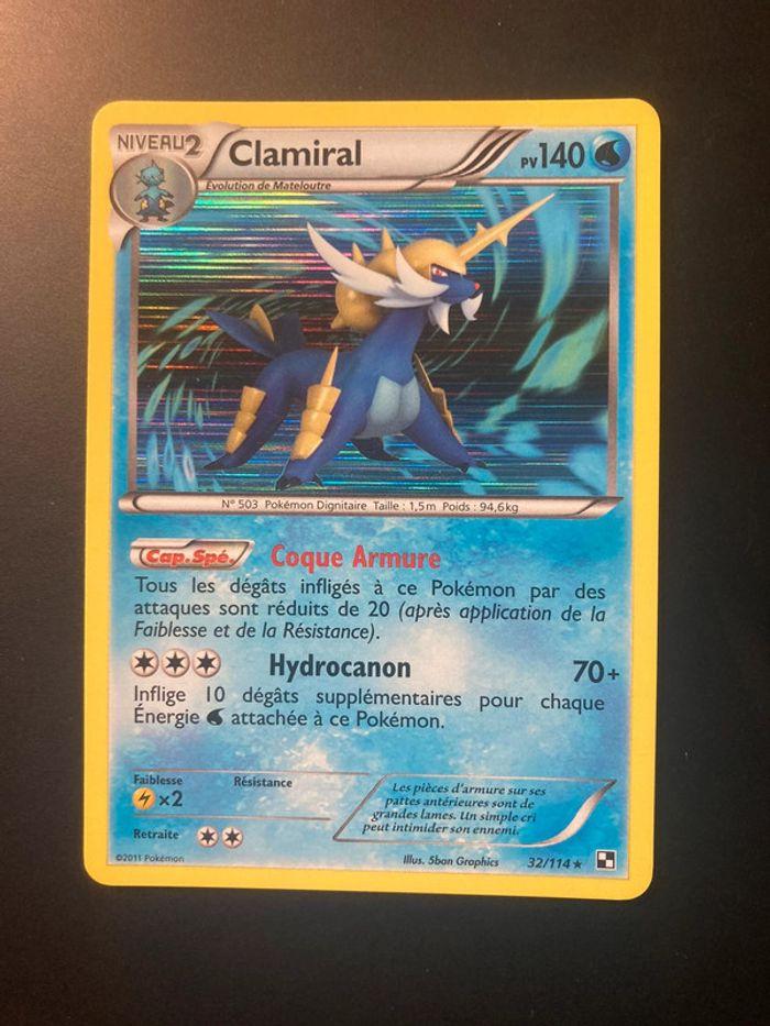 Clamiral 32/114 holo - Noir & Blanc N&B - Carte Pokémon Rare - photo numéro 1