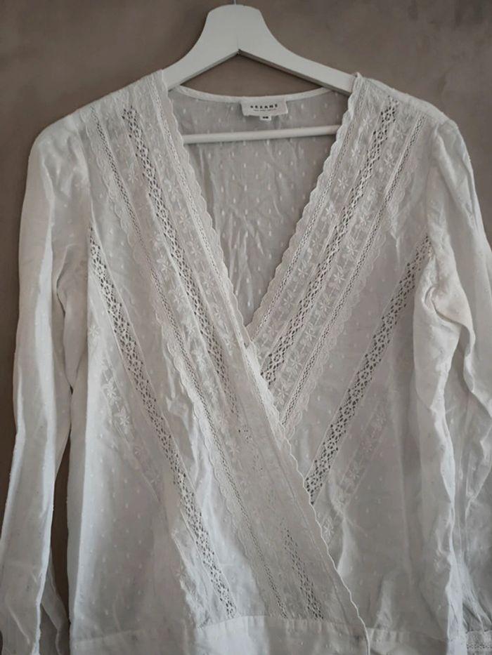 🤎 Blouse cache cœur broderie Sézane 38 🤎 - photo numéro 2