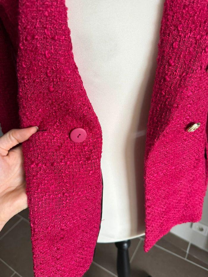 Blazer Zara en tweed rose Taille M 36/38 - photo numéro 5