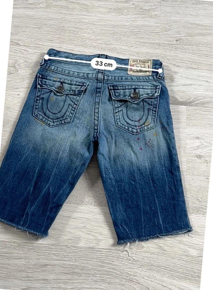 🩳 Short vintage brodé en jean True Religion Bleu Taille XS 🩳 - photo numéro 3