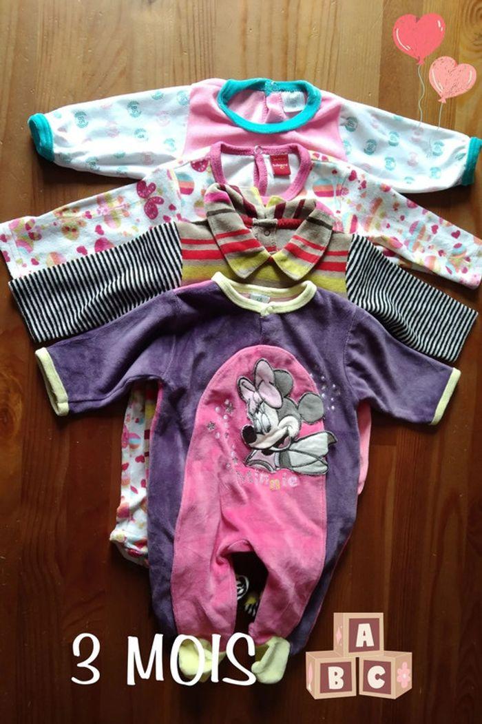 lot de 4 pyjamas 3 mois fille - 60cm - photo numéro 1