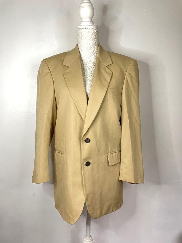 Blazer beige kaki, oversize, vintage - photo numéro 1