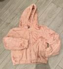 Blouson à capuche  tout doux rose fausse fourrure