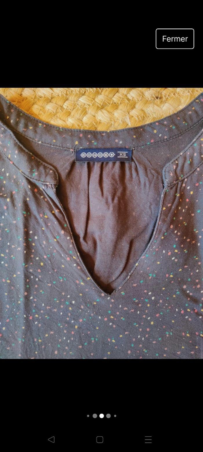 Sublime blouse mouchetée Bonobo XS gris anthracite multicolore - photo numéro 6