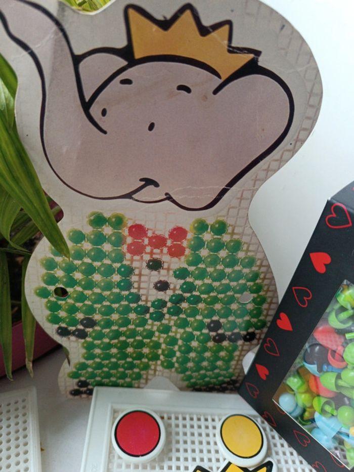 Babar puzzle jeux jouets mosaïque 1990 vintage planche dessin clou plastique pois - photo numéro 7