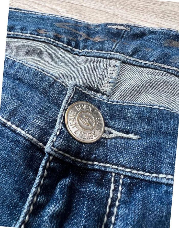 🩳 Short vintage brodé en jean Seven 7  Bleu Taille M 🩳 - photo numéro 18