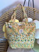 Sac tote bag neuf en tissu à motifs floraux jaunes