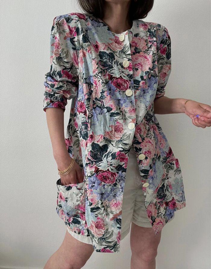 Oversized blazer long motif florale 100% coton - photo numéro 8