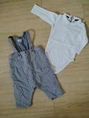 Salopette / pantalon avec bretelles et body manches longues 6 mois